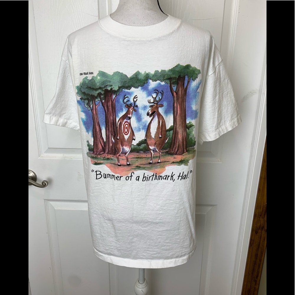 The Far Side vintage 1986 Deer Hunter Hunting Funny Comic Gary Larson Shirt XL